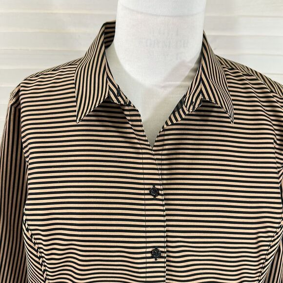 Chico's No Iron Sateen Stripe Shirt Size 3 XL Size 16 NWOT - Picture 5 of 16